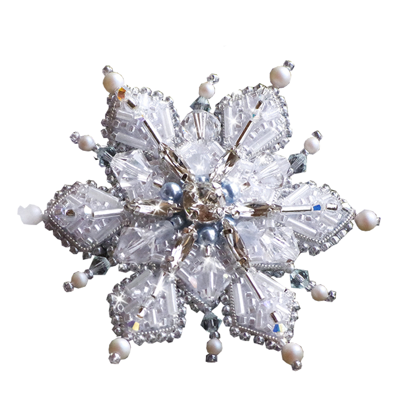 【SEMLY STUDIO 】[材料包]满珠绣雪花胸针施华洛钻手工刺绣diy手