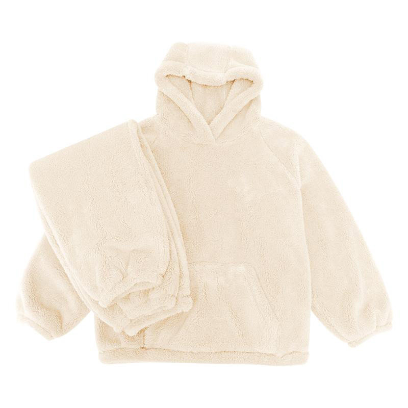 晚茁睡衣女款冬季珊瑚绒加绒加厚套头连帽大码冬保暖家居服可外穿
