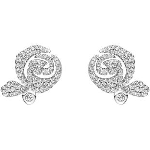 HEFANG何方珠宝优雅玫瑰耳钉耳夹轻奢高级耳环耳饰新年礼物