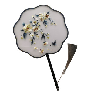 刺绣团扇古风扇子古风团扇子舞蹈扇古典舞扇子双面绣团扇舞蹈专用