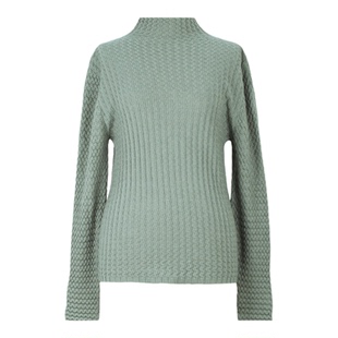 素芭时尚波浪绞花毛衫女士冬季立体感气质百搭保暖高领上衣SS0858