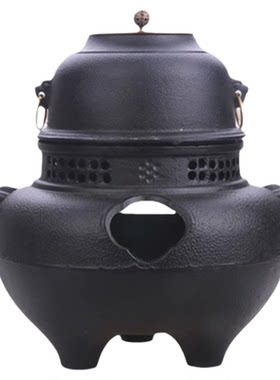 围炉煮茶炭炉鬼面风炉铸铁炉炭火炉铁壶室内日本火钵风釜功夫茶具