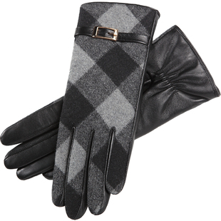 进口头层纯羊皮触屏真皮皮手套女士冬季保暖加绒简约加厚羊绒薄款