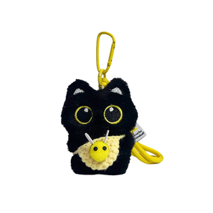 可爱毛绒超萌小黑猫挂件个性公仔多颜色手工编织挂绳包包挂饰礼物