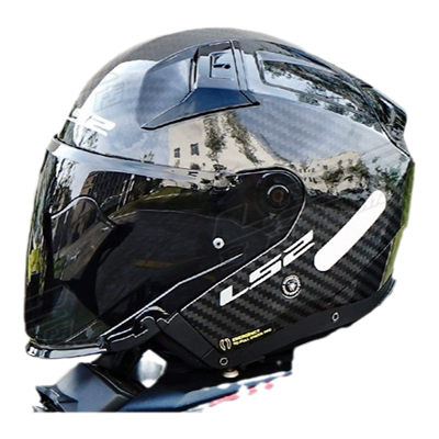 LS2摩托车半盔6K碳纤维双镜片
