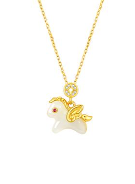 中国黄金和田玉小飞马项链