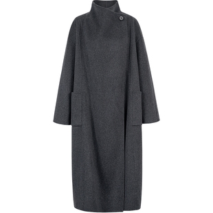 衣香丽影灰色立领羊绒大衣女中长款2025冬装新款轻奢双面呢子外套