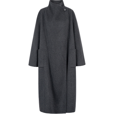 衣香丽影灰色立领羊绒大衣女