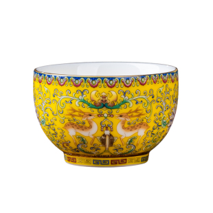 招财麋鹿景德镇珐琅彩瓷主人杯单杯功夫茶杯品茗杯陶瓷金边茶碗