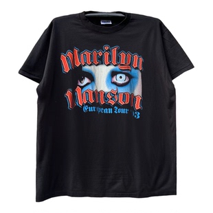 Marilyn Manson玛丽莲曼森摇滚字母创意vintage古着短袖T恤