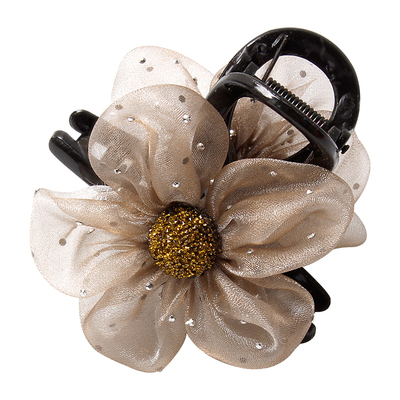 高级感网纱闪钻花朵抓夹网红发夹