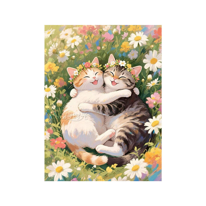 2026新款治愈系拥抱小猫钻石画满钻可爱卧室十字绣刺绣贴钻装饰画