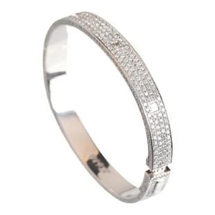 金声情艺18k白金钻石手镯女铂金满天星满钻镯子镶钻情侣手环定制