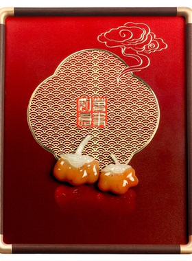 万事如意铜镶玉桌面摆台画摆件
