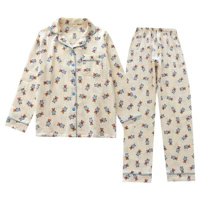 蓝色半岛睡衣女秋季2023新款纯棉