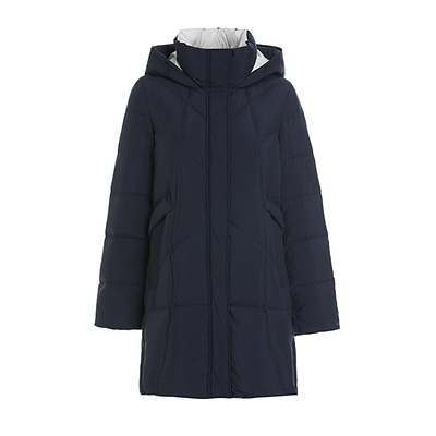 JESSIE简约蓝色90鹅绒舒适保暖羽绒服女2025年初春新款中长款外套