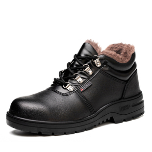 高帮劳保鞋男士男款防砸防刺穿钢头轻便耐磨工地工作冬季棉鞋加绒