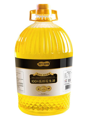 巨仁坚榜花生油食用油5L家庭桶装山东大花生正宗物理压榨家庭装
