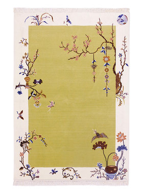 天匠羊毛地毯新中式大红酸枝红木家具搭配手工地毯168x244cm