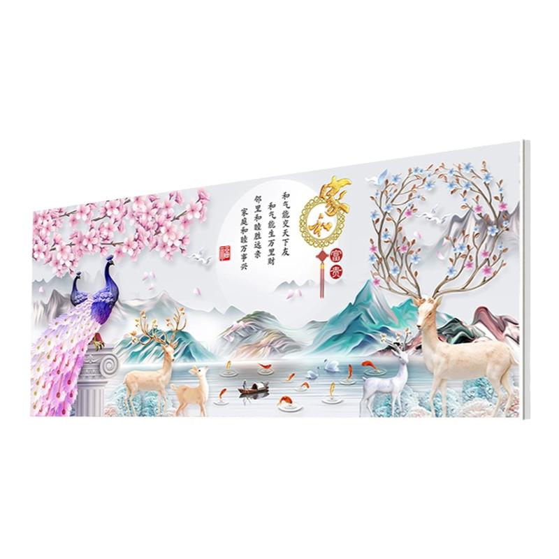 家和富贵钻石画成品麋鹿孔雀满钻