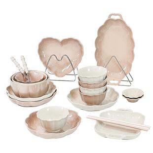 高级感碗碟套装家用陶瓷盘子釉下彩餐具碗盘轻奢高档米饭碗碗具