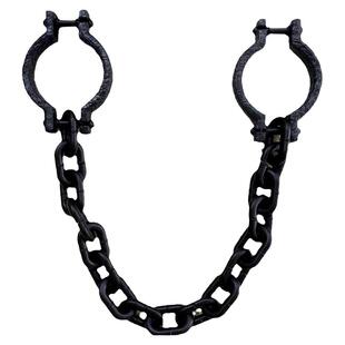 万圣节舞会派对影视表演道具囚犯用仿真手链镣铐成人颈+手链条新
