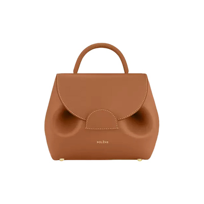 驼色光面牛皮手提斜挎包Polene