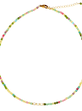 天然水晶项链轻奢小众珍珠锁骨链彩色多巴胺短项链女款配饰颈链