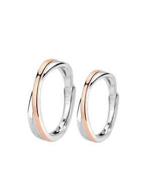 宝茉纯银莫比乌斯环情侣戒指开口