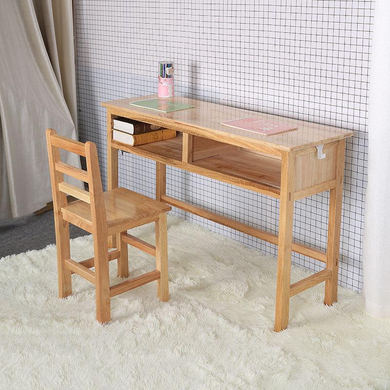 整体实木一体双人课桌椅学生免安装家用简约培训写字台书桌学习桌