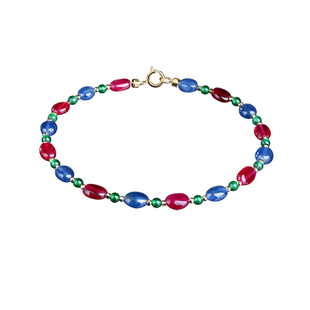 可卿珠宝 花序 红宝石手链女18k金蓝宝石彩宝手串天然正品