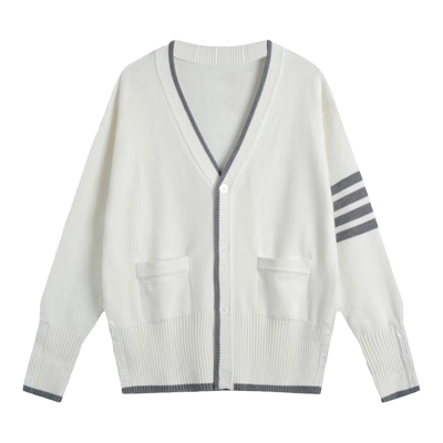 TB单排纽扣V领四道杠开衫