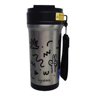 哈尔斯高颜值316L不锈钢提绳便携式吸管直饮真空保温咖啡杯子定制