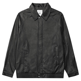 GWIT 美式复古vintage休闲春秋pu皮夹克外套短款皮衣男软韧皮质
