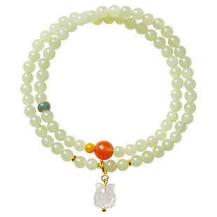 宫里上新和田玉手串女款天然玉石多圈招桃花手链闺蜜生日礼物女生