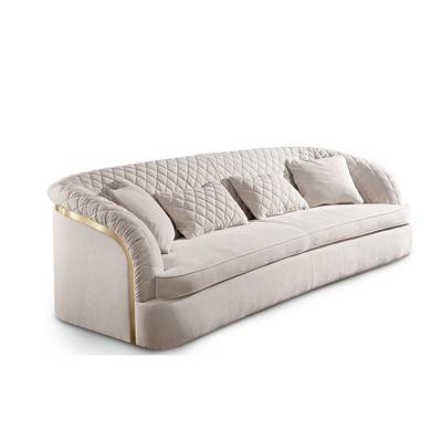 弧形轻奢别墅意式风布艺沙发定制