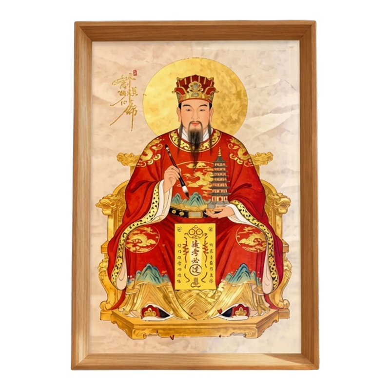 文曲星保佑上岸木质相框装裱画框