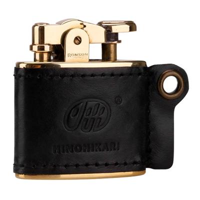 ronson头层牛皮挂环煤油打火机