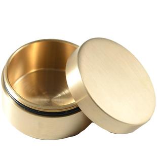 圆形黄铜收纳盒金属金色首饰盒密封防潮药盒茶叶盒纯铜精致防水盒