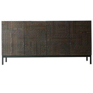 北欧表情柚木雕花餐边柜复古鞋柜斗玄关实木电视柜东南亚风格家具