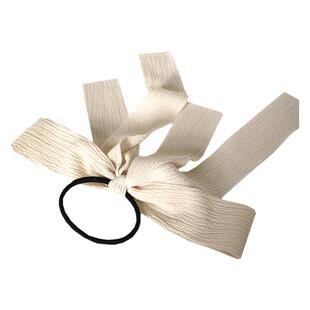 miss li日系蝴蝶结大飘带发夹后脑勺橡皮筋奶白色仙女发绳头绳夏