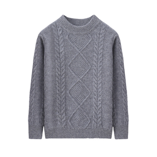 儿童菱形扭花100%纯羊毛衫女男女童针织毛线衣中大童羊绒加厚毛衣