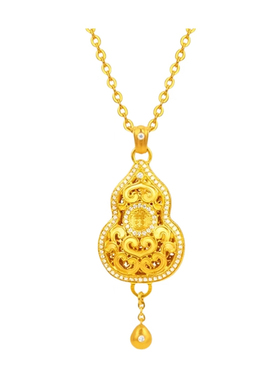 金包银唐草纹福禄葫芦吊坠项链