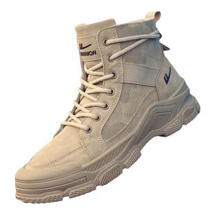 回力男鞋子徒步登山马丁靴防滑露营劳保高帮骑行冬季帆布工装棉鞋