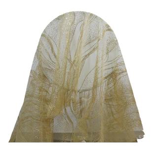 婚庆道具烫金纱波纹纱撒金纱婚礼铁艺网纱服装面料流水亮片钻布料