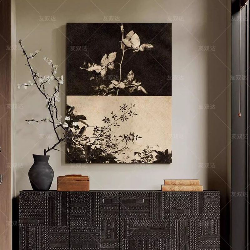 【无框画】《树梢》侘寂风挂画中古客厅落地大幅装饰画玄关画