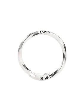 莫比乌斯环luck戒指S925纯银冷淡风扭曲幸运素圈戒指开口可调节