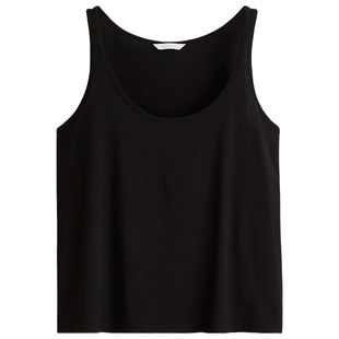 HM女装背心冬季时尚简约气质酒红色打底棉质背心1290992