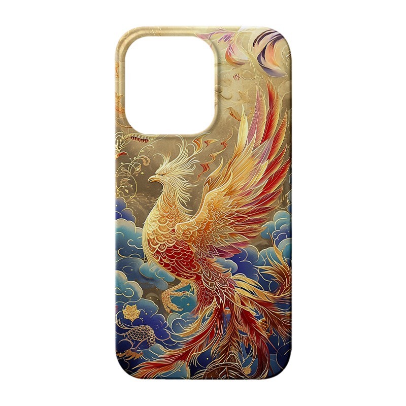 神鳥七彩金鳳凰 寓意吉祥之瑞照適用蘋果15plus手機(jī)殼iPhone新年款11全包12高級13pro古風(fēng)14promax菲林殼防摔