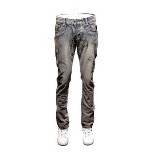 ins超火的裤子男复古拼接欧美机车休闲牛仔裤男秋冬个性怀旧长裤